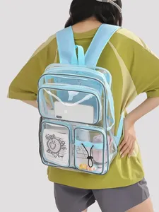 Mode Transparenter PVC Rucksack Große Kapazität Multi-Taschen Schultasche Für Mittelschüler Unisex Cooler Straßenstil Tasche