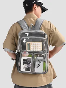 Modischer transparenter PVC-Rucksack mit großem Fassungsvermögen und Taschen