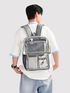 Stylischer transparenter PVC-Rucksack für die Schule mit großem Fassungsvermögen