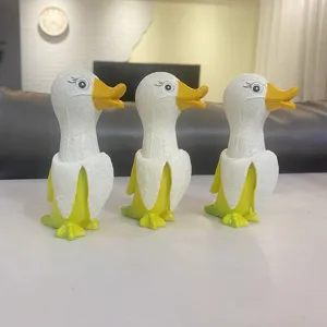 Creative Resin Banana Duck Ornament Cute Cartoon Animal Figurine Funny Home Decor Desktop Display Birthday Gift