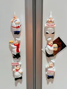 Resin cartoon chef refrigerator magnet set for home kitchen decorative memo sticker