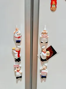 Cute cartoon chef resin fridge magnets set, creative kitchen decorative message stickers.