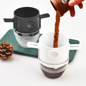 Portable collapsible coffee dripper set, fold-flat pour over coffee filter for travel camping.