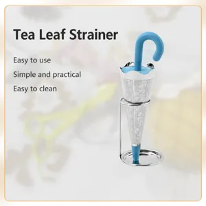 Stainless Steel Umbrella Shaped Tea Infuser With Silicone Handle And Drip Tray Creative Loose Leaf Tea Strainer Teaware