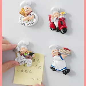 Creative Cartoon Chef Resin Refrigerator Magnet Cute 3D Magnetic Sticker Message Board Home Kitchen Decoration Craft