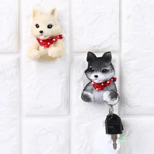 Cute cartoon dog resin wall hook adhesive plug holder sticky bracket for home organization