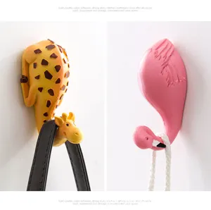Resin cartoon animal wall hook, strong adhesive hook for kitchen and bathroom storage.