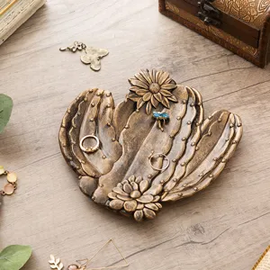 Resin cactus jewelry tray vintage trinket dish decorative ring holder for home decor display