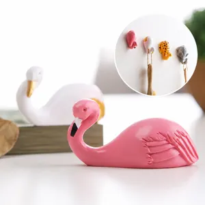 Resin Cartoon Animal Strong Adhesive Hook Elephant Swan Flamingo Wall Door Traceless Hook Home Storage Decor