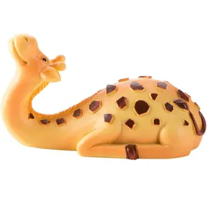 Cute resin giraffe animal adhesive wall hook for home decor, strong seamless door hanging utility.