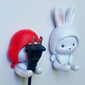 Cute cartoon rabbit punch-free wall hook, creative plug and key holder for home decoration.