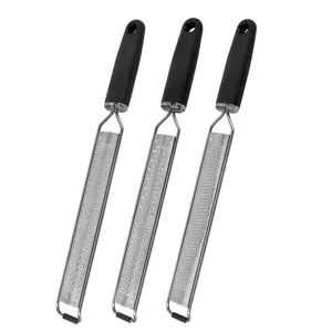 Stainless steel kitchen zester and cheese grater with comfortable black handle 3pcs set