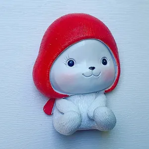 Cute red rabbit wall hook creative resin animal key holder decorative wall mount storage item
