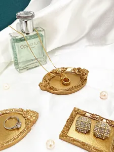 Detailed view of Nordic luxury vintage resin jewelry trays with elegant display props.