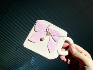 Pink bow resin jewelry dish cute trinket tray cup coaster decorative display organizer tray