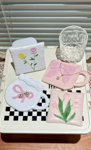 Resin jewelry dish tray cute bow tulip rose design home decor desktop display organizer