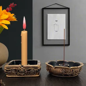Retro Resin Incense Burner Classical Floral Relief Aroma Censer Holder For Home Office Desktop Decorative Ornament