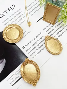 Nordic Retro Resin Jewelry Tray European Gold Storage Plate Desktop Candle Holder Photo Prop