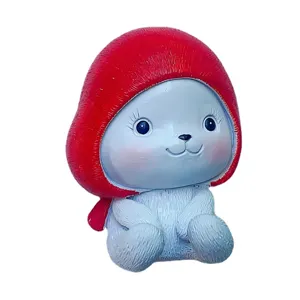 Cute cartoon rabbit hook resin figurine creative wall decor home storage ornament toy style
