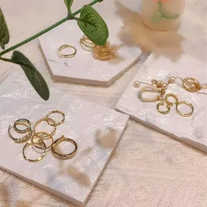White ins jewelry tray set, marble texture display plates for rings and aesthetic props.