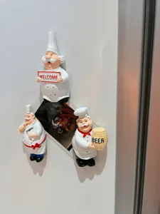 Chef resin fridge magnet detail view showing creative kitchen decor and funny design on magnetic surface.