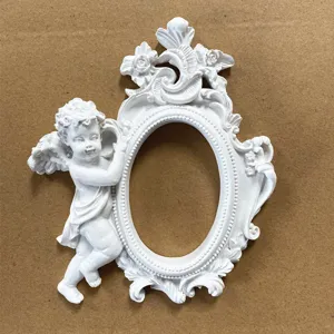 Cornice foto ovale angelo resina vintage vittoriano esposizione gioiello dettaglio