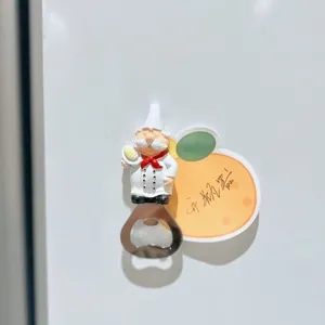 Creative Cartoon Chef Fridge Magnet Bottle Opener Cute Resin Character Magnetic Beer Bottle Opener Home Kitchen Decor