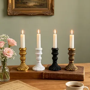 Set de portavelas de resina vintage, elegante diseño de columna romana para la decoración.