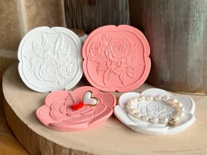 Resin rose embossed jewelry tray aesthetic makeup organizer desktop photography props