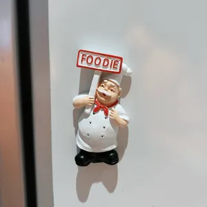 Cute resin chef fridge magnet with FOODIE sign, perfect kitchen home decor ornament.