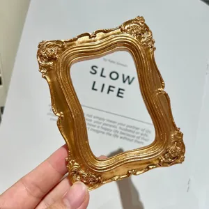Vintage gold miniature photo frame prop for nail art jewelry photography European style decor