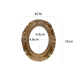 Vintage gold oval photo frame European Victorian style jewelry nail display photo prop.