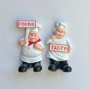 Cute resin chef wall hooks cartoon kitchen decor multipurpose adhesive plug holders 2pcs