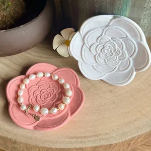 Ins Style Irregular Resin Camellia Flower Jewelry Tray Ring Earring Storage Dish Aesthetic Desktop Photography Prop