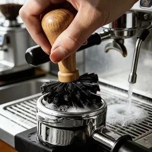 Solid Wood Espresso Portafilter Cleaning Brush 360 Degree No Dead Angle Coffee Brewing Head Brush Barista Tool