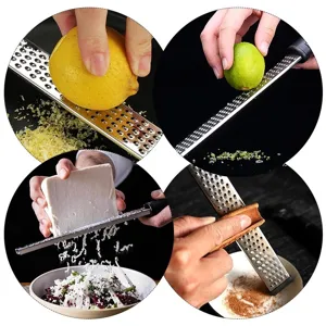 Stainless Steel Cheese Grater Lemon Zester Kitchen Tool With Non-Slip Handle For Citrus Garlic Chocolate Parmesan Soap