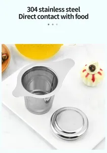 Stainless steel tea strainer with lid 304 food grade loose leaf tea infuser filter tool
