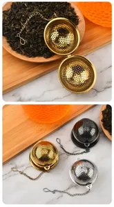 Infuseur a boule a thé en acier inoxydable avec chaîne et crochet pour thé en vrac détail.