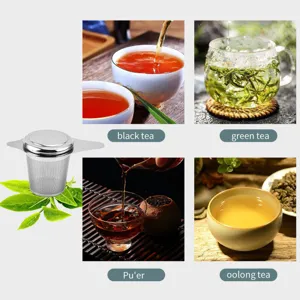 Stainless steel tea infuser with handles mesh filter strainer for loose leaf tea brewer