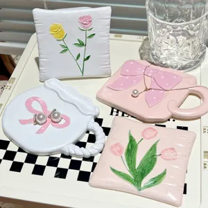 Resin Bowknot Jewelry Dish Nordic Cute Pink White Storage Tray Decorative Coaster Aesthetic Desktop Organizer