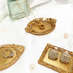 Nordic luxury resin jewelry tray vintage storage plate decorative photography prop