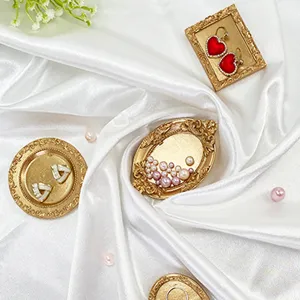 Nordic vintage resin jewelry tray photography prop white satin desktop storage dish decor