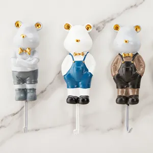 Simpatici appendiabiti da parete orso in resina portachiavi animale decorativo per casa