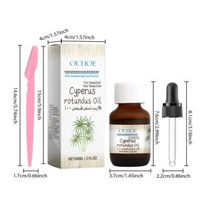 Kit olio depilatorio Cyperus Rotundus OUHOE con rasoio e contagocce per la cura della pelle