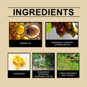 Vista dettagliata degli ingredienti di estratti vegetali per olio cura depilatoria.