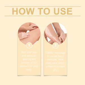 Turmeric body scrub usage instruction detail image showing simple steps for smooth skin.