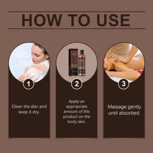 OUHOE monarch body oil detail instruction graphic showing easy three step daily skin care routine.