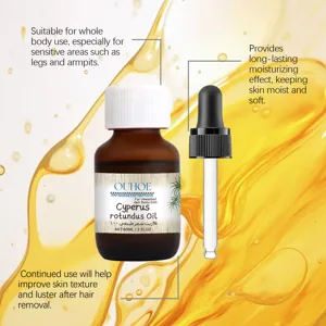 OUHOE Olio di Cyperus Rotundus 60ml Olio Essenziale Cura Riduzione Peli Corpo con Pipetta