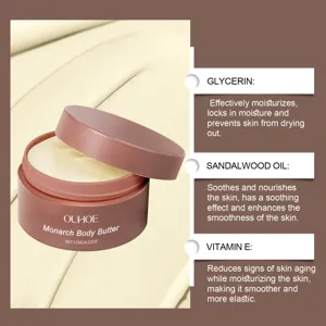 Body butter detail view highlighting rich creamy texture and key nourishing ingredients.
