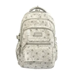 Front view of a large capacity school backpack with star pattern for students and girls